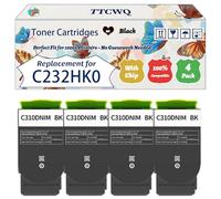 Compatible for Lexmark C232HK0 C232HC0 C232HM0 C232HY0 Toner Cartridges Work for Lexmark C2425 C2425dw MC2425adw C2640 Printers (4 Pack Black)