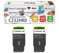 Compatible for Lexmark C232HK0 C232HC0 C232HM0 C232HY0 Toner Cartridges Work for Lexmark C2425 C2425dw MC2425adw C2640 Printers (2 Pack Black)