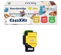 Compatible for Lexmark C242XK0 C242XC0 C242XM0 C242XY0 Toner Cartridge Work for Lexmark C2535DW C2425DW MC2640ADW MC2535ADW Printers (1 Pack Yellow)