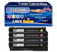 Compatible for Lexmark C242XK0 C242XM0 C242XY0 C242XC0 Toner Cartridges, Work for Lexmark C2425dw C2535dw MC2425adw MC2535adwe MC2640ad Printers, Toner Cartridges (4-Pack BK/C/M/Y)