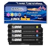 Compatible for Lexmark C3224 Toner Cartridges, Work for Lexmark C3224 C3326 C3426 MC3224 MC3326 MC3426 Printers, Toner Cartridges C3220K0 C3220C0 C3220M0 C3220Y0 (4-Pack BK/C/M/Y)