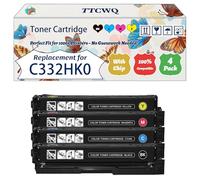 Compatible for Lexmark C332HK0 C332HC0 C332HM0 C332HY0 Toner Cartridge Work for Lexmark MC3326adwe MC3326i Printers (4-Pack BK/C/M/Y)