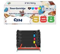 Compatible for Lexmark C524 Toner Cartridge Work for Lexmark C522 C524 C530dn C532dn C532n C534n Printers, with Chip, High Yield 8000 Pages, High-Definition Printing (4-Pack BK/C/M/Y)