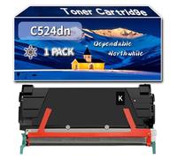 Compatible for Lexmark C524dn Toner Cartridge, Work for Lexmark C522 C522n C522x C524 C524dn C524dtn Printers, Toner Cartridge C5240KH C5240CH C5240MH C5240YH (1 Pack Black)