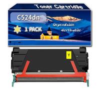 Compatible for Lexmark C524dn Toner Cartridge, Work for Lexmark C522 C522n C522x C524 C524dn C524dtn Printers, Toner Cartridge C5240KH C5240CH C5240MH C5240YH (1 Pack Yellow)