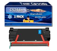 Compatible for Lexmark C524dn Toner Cartridge, Work for Lexmark C522 C522n C522x C524 C524dn C524dtn Printers, Toner Cartridge C5240KH C5240CH C5240MH C5240YH (1 Pack Cyan)