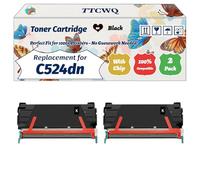 Compatible for Lexmark C524dn Toner Cartridge Work for Lexmark C534dn C534dtn C534n C534x Printers, with Chip, High Yield 8000 Pages, High-Definition Printing (2 Pack Black)