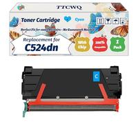 Compatible for Lexmark C524dn Toner Cartridge Work for Lexmark C534dn C534dtn C534n C534x Printers, with Chip, High Yield 8000 Pages, High-Definition Printing (1 Pack Cyan)