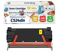 Compatible for Lexmark C524dn Toner Cartridge Work for Lexmark C534dn C534dtn C534n C534x Printers, with Chip, High Yield 8000 Pages, High-Definition Printing (1 Pack Yellow)
