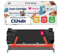 Compatible for Lexmark C524dn Toner Cartridge Work for Lexmark C534dn C534dtn C534n C534x Printers, with Chip, High Yield 8000 Pages, High-Definition Printing (1 Pack Magenta)