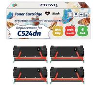 Compatible for Lexmark C524dn Toner Cartridge Work for Lexmark C534dn C534dtn C534n C534x Printers, with Chip, High Yield 8000 Pages, High-Definition Printing (4 Pack Black)