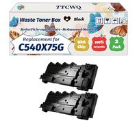 Compatible for Lexmark C540X75G Waste Toner Box Work for Lexmark C540N C543DN C544DN C544DTN C544DW C544N Printers (2-Pack Black)