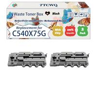 Compatible for Lexmark C540X75G Waste Toner Box Work for Lexmark Optra C 540 N C 543 DN C 544 DN C 544 DTN C 544 DW C 544 N C 546 Printers (2-Pack Black)