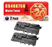 Compatible for Lexmark C540X75G X543DN X544DN X544DTN X544DW X544N X546DTN X548DE X548DTE XC2132 Waste Toner Container Printers, With Chip Large Capacity 30000 Pages (2-Pack Black)