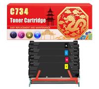 Compatible for Lexmark C734 C734 C736 X734 X736 X738 Toner Cartridge Printers, With Chip Large Capacity 8000 Pages (4-Pack BK/C/M/Y)