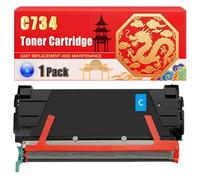 Compatible for Lexmark C734 C734 C736 X734 X736 X738 Toner Cartridge Printers, With Chip Large Capacity 8000 Pages (1 Pack Cyan)