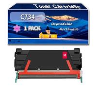 Compatible for Lexmark C734 Toner Cartridge, Work for Lexmark C734 C736 X734 X736 X738 Printers, Toner Cartridge 0C734A1KG 0C734A1CG 0C734A1MG 0C734A2YG (1 Pack Magenta)