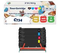Compatible for Lexmark C734 Toner Cartridge Work for Lexmark C734 C736 X734 X736 X738 Printers, with Chip, High Yield 8000 Pages, High-Definition Printing (4-Pack BK/C/M/Y)