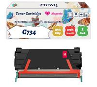 Compatible for Lexmark C734 Toner Cartridge Work for Lexmark C734 C736 X734 X736 X738 Printers, with Chip, High Yield 8000 Pages, High-Definition Printing (1 Pack Magenta)