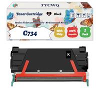 Compatible for Lexmark C734 Toner Cartridge Work for Lexmark C734 C736 X734 X736 X738 Printers, with Chip, High Yield 8000 Pages, High-Definition Printing (1 Pack Black)