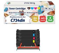 Compatible for Lexmark C734dn Toner Cartridge Work for Lexmark C734dn C734dtn C734dw C734n C736dn C736n X734de Printers, with Chip, High Yield 8000 Pages, High-Definition Printing (4-Pack BK/C/M/Y)