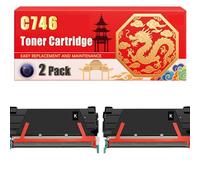 Compatible for Lexmark C746 C746 C748 Toner Cartridge Printers, With Chip Large Capacity 12000 Pages (2 Pack Black)