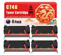 Compatible for Lexmark C746 C746 C748 Toner Cartridge Printers, With Chip Large Capacity 12000 Pages (4 Pack Black)