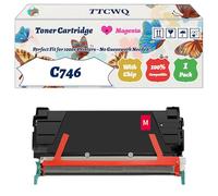 Compatible for Lexmark C746 Toner Cartridge Work for Lexmark C746 C748 Printers, with Chip, High Yield 12000 Pages, High-Definition Printing (1 Pack Magenta)