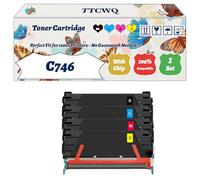 Compatible for Lexmark C746 Toner Cartridge Work for Lexmark C746 C748 Printers, with Chip, High Yield 12000 Pages, High-Definition Printing (4-Pack BK/C/M/Y)