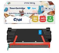 Compatible for Lexmark C746 Toner Cartridge Work for Lexmark C746 C748 Printers, with Chip, High Yield 12000 Pages, High-Definition Printing (1 Pack Cyan)