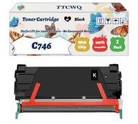 Compatible for Lexmark C746 Toner Cartridge Work for Lexmark C746 C748 Printers, with Chip, High Yield 12000 Pages, High-Definition Printing (1 Pack Black)