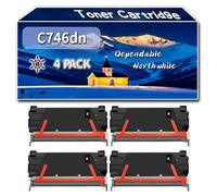 Compatible for Lexmark C746dn Toner Cartridge, Work for Lexmark C746dn C746dtn C746n C748de C748dte C748e Printers, Toner Cartridge C746H1KG C746A2CG C746A1MG C746A2YG (4 Pack Black)