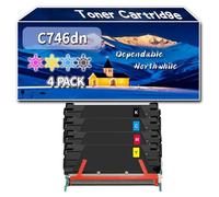 Compatible for Lexmark C746dn Toner Cartridge, Work for Lexmark C746dn C746dtn C746n C748de C748dte C748e Printers, Toner Cartridge C746H1KG C746A2CG C746A1MG C746A2YG (4-Pack BK/C/M/Y)