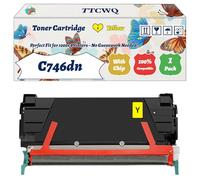 Compatible for Lexmark C746dn Toner Cartridge Work for Lexmark C746dn C746dtn C746n C748de C748dte C748e Printers, with Chip, High Yield 12000 Pages, High-Definition Printing (1 Pack Yellow)