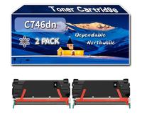 Compatible for Lexmark C746dn Toner Cartridge, Work for Lexmark C746dn C746dtn C746n C748de C748dte C748e Printers, Toner Cartridge C746H1KG C746A2CG C746A1MG C746A2YG (2 Pack Black)
