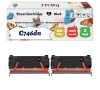 Compatible for Lexmark C746dn Toner Cartridge Work for Lexmark C746dn C746dtn C746n C748de C748dte C748e Printers, with Chip, High Yield 12000 Pages, High-Definition Printing (2 Pack Black)