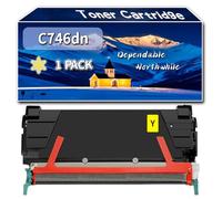 Compatible for Lexmark C746dn Toner Cartridge, Work for Lexmark C746dn C746dtn C746n C748de C748dte C748e Printers, Toner Cartridge C746H1KG C746A2CG C746A1MG C746A2YG (1 Pack Yellow)