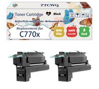 Compatible for Lexmark C770x Toner Cartridge Work for Lexmark C770 C770x C772 X772e Printers, with Chip, High Yield 10000 Pages, High-Definition Printing (2 Pack Black)