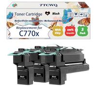 Compatible for Lexmark C770x Toner Cartridge Work for Lexmark C770 C770x C772 X772e Printers, with Chip, High Yield 10000 Pages, High-Definition Printing (3 Pack Black)