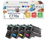 Compatible for Lexmark C770x Toner Cartridge Work for Lexmark C770 C770x C772 X772e Printers, with Chip, High Yield 10000 Pages, High-Definition Printing (4-Pack BK/C/M/Y)