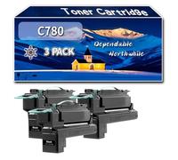 Compatible for Lexmark C780 Toner Cartridge, Work for Lexmark C780 C782 X782E Printers, Toner Cartridge C780H2KG C780H2CG C780H2MG C780H2YG (3 Pack Black)