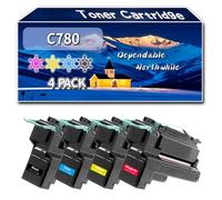 Compatible for Lexmark C780 Toner Cartridge, Work for Lexmark C780 C782 X782E Printers, Toner Cartridge C780H2KG C780H2CG C780H2MG C780H2YG (4-Pack BK/C/M/Y)