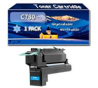 Compatible for Lexmark C780 Toner Cartridge, Work for Lexmark C780 C782 X782E Printers, Toner Cartridge C780H2KG C780H2CG C780H2MG C780H2YG (1 Pack Cyan)