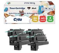 Compatible for Lexmark C780 Toner Cartridge Work for Lexmark C780 C782 X782E Printers, with Chip, High Yield 15000 Pages, High-Definition Printing (4 Pack Black)