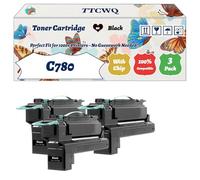 Compatible for Lexmark C780 Toner Cartridge Work for Lexmark C780 C782 X782E Printers, with Chip, High Yield 15000 Pages, High-Definition Printing (3 Pack Black)