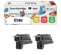 Compatible for Lexmark C780 Toner Cartridge Work for Lexmark C780 C782 X782E Printers, with Chip, High Yield 15000 Pages, High-Definition Printing (2 Pack Black)