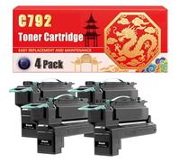 Compatible for Lexmark C792 C792 X792 Toner Cartridge Printers, With Chip Large Capacity 20000 Pages (4 Pack Black)