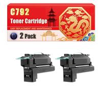 Compatible for Lexmark C792 C792 X792 Toner Cartridge Printers, With Chip Large Capacity 20000 Pages (2 Pack Black)