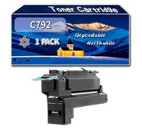 Compatible for Lexmark C792 Toner Cartridge, Work for Lexmark C792 X792 Printers, Toner Cartridge C792X2KG C792X1CG C792X2MG C792X1YG (1 Pack Black)