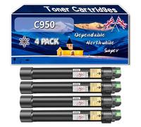Compatible for Lexmark C950 Toner Cartridges, Work for Lexmark X952DE X952DTE X954 X954DTE X954DE Printers, Toner Cartridges X950X2KG (4 Pack Black)